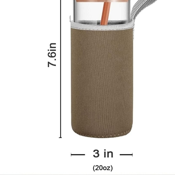 Tronco Glass Tumblers with Straw/Insulator Sleeve/Bamboo Lid 2Pk - Picture 4 of 6